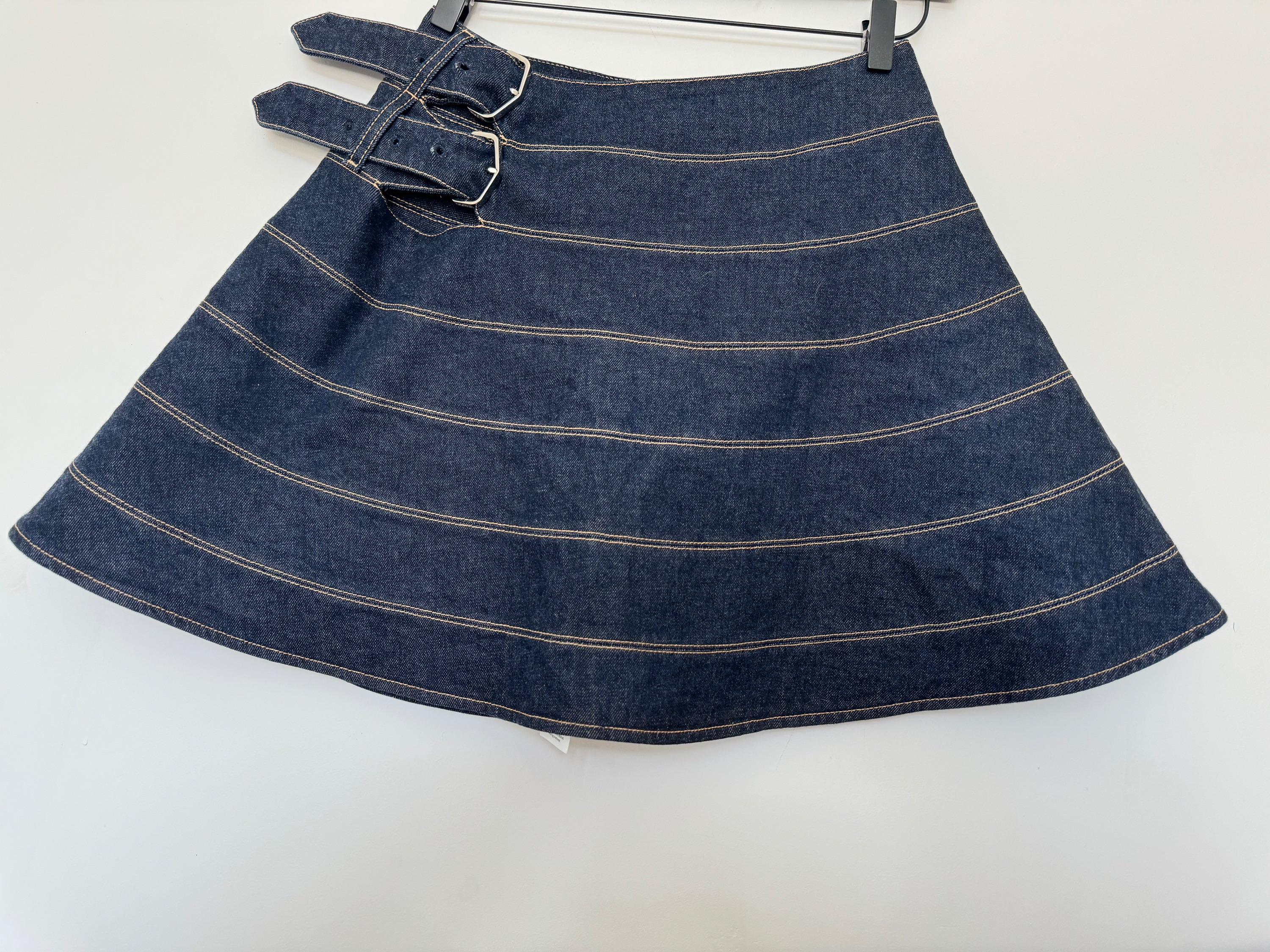 Alaia Blue Japanese Denim A-Line Mini Skirt