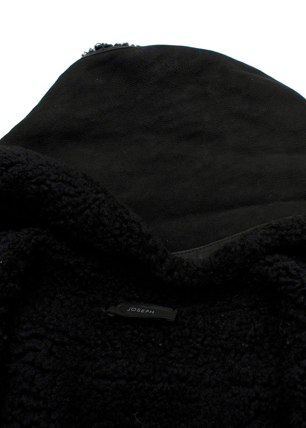 Joseph Black Shearling Hooded Biker Jacket