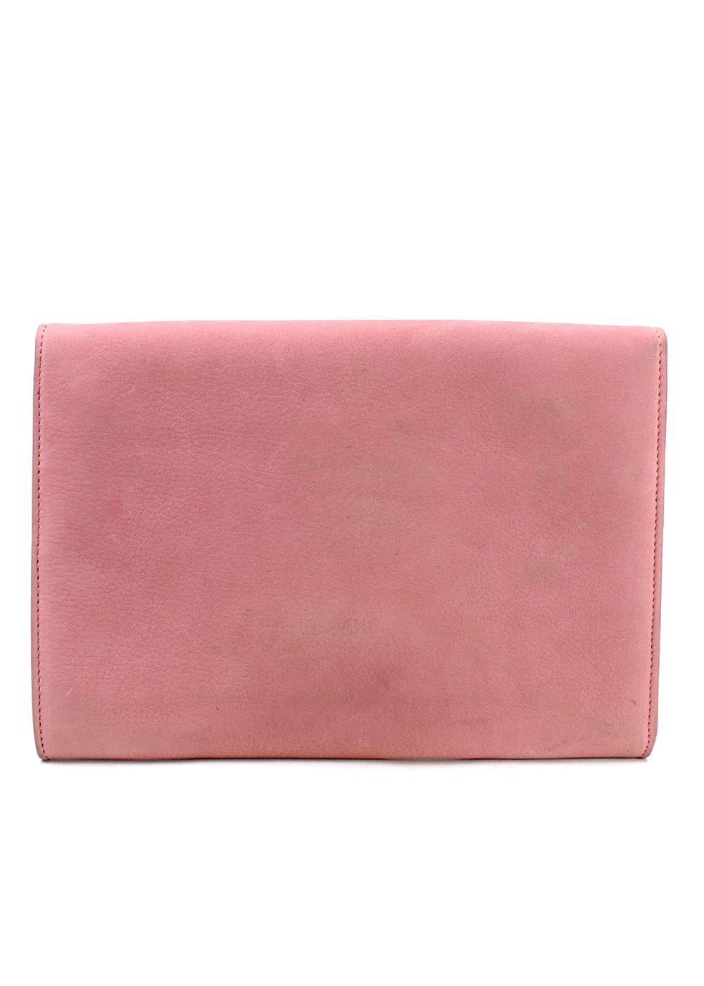 Asprey Pink Suede Turnlock Clutch