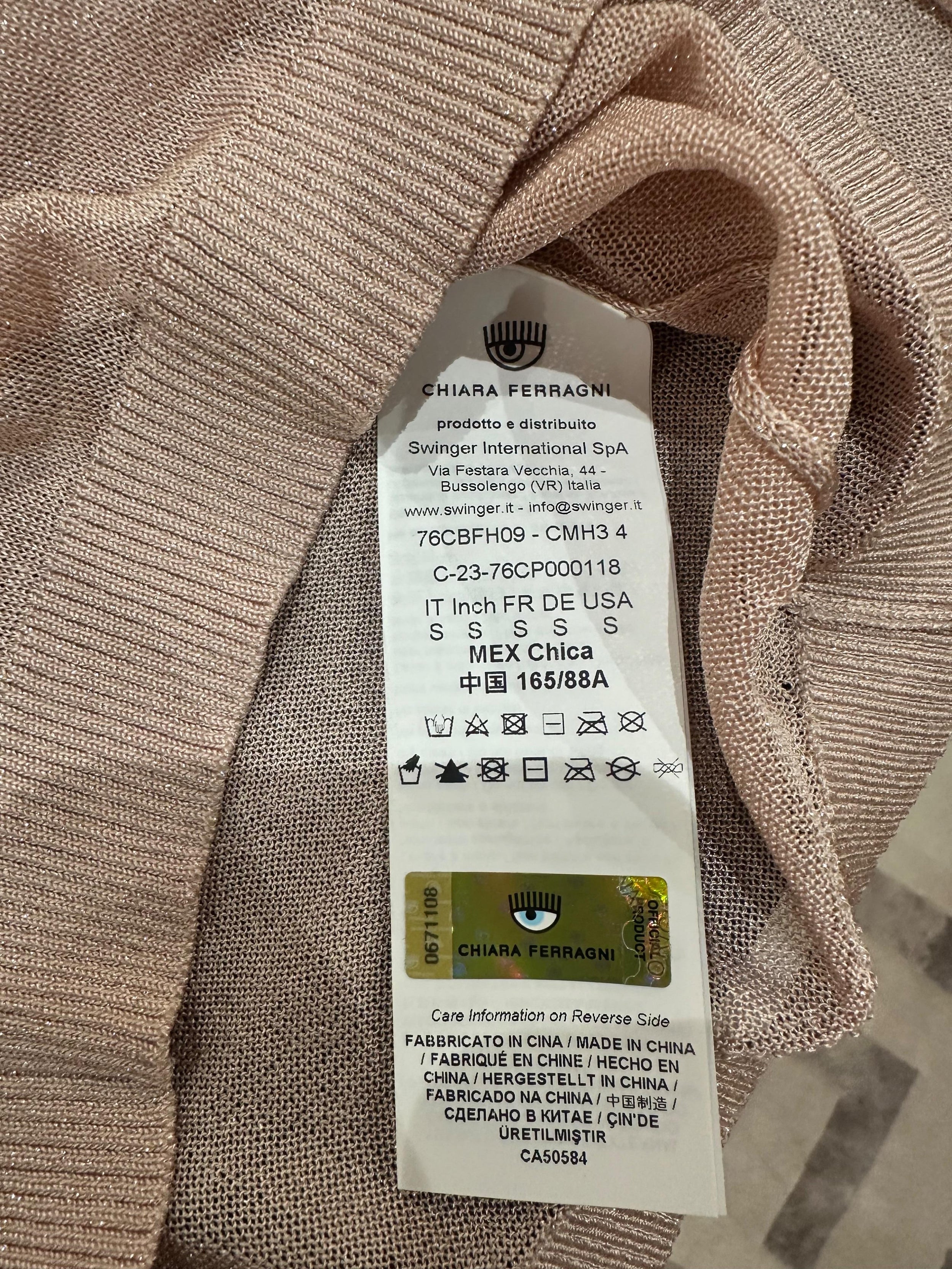 Chiara Ferragni Pink Lurex Yarn Jumper