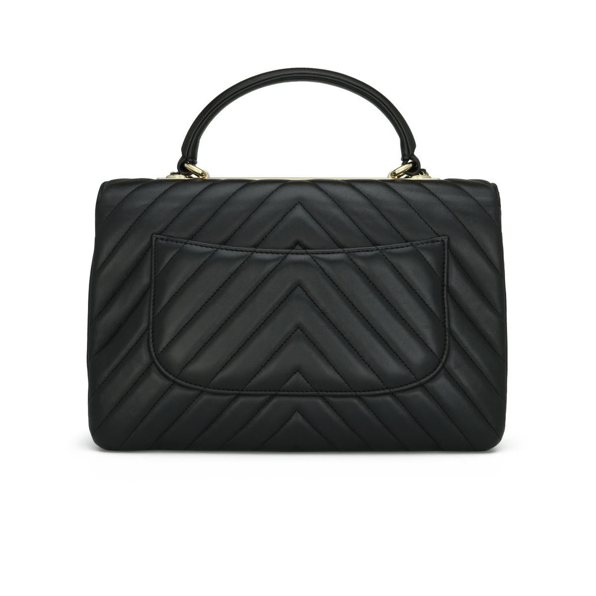 Chanel Black Chevron Trendy Top Handle Bag