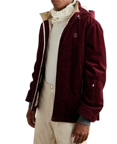 Brunello Cucinelli Burgundy Cord Mountain Outerwear Jacket