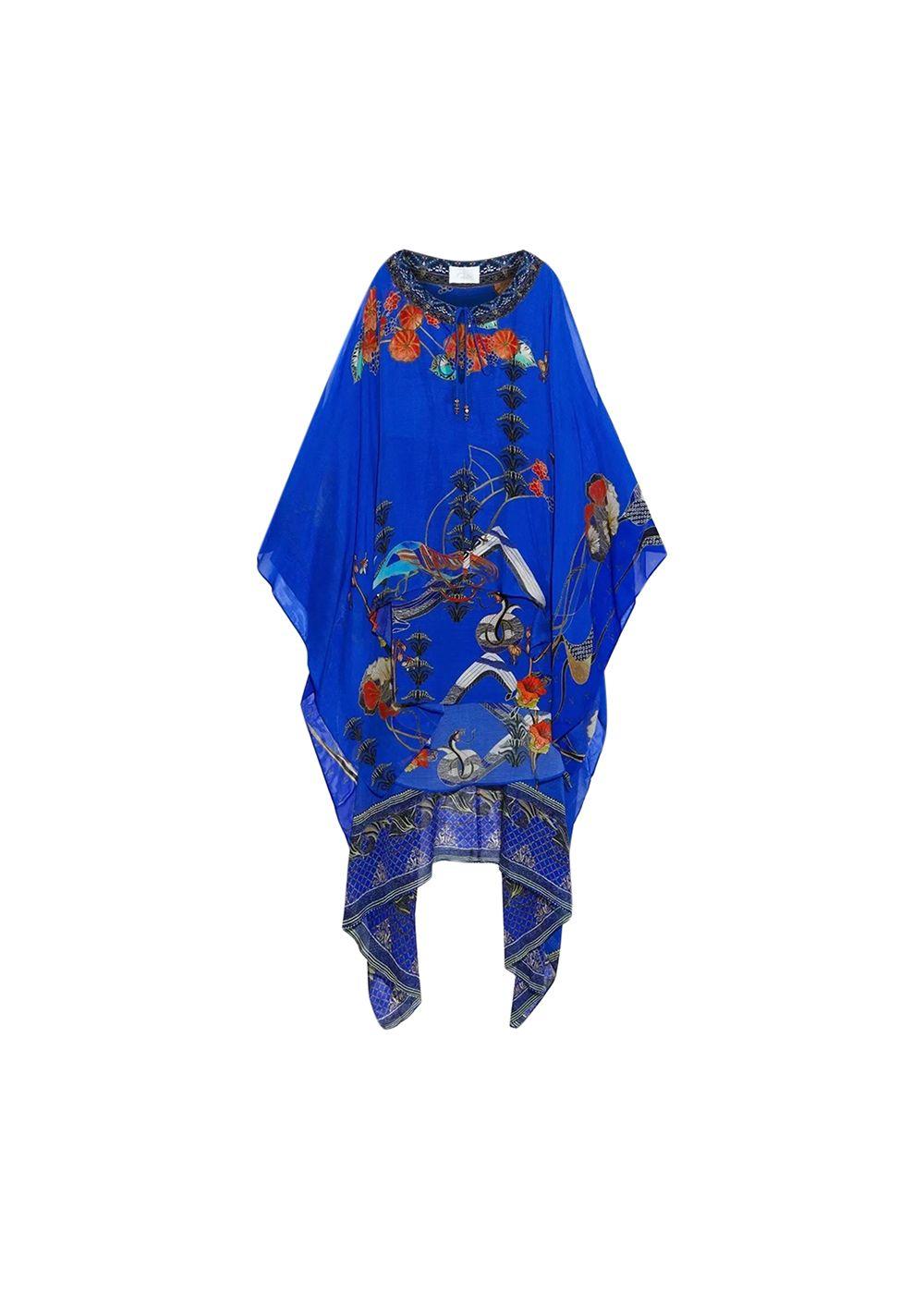 Blue Tiger Print Cape Dress