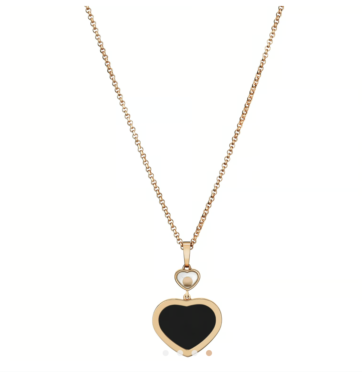 Rose Gold Black Happy Hearts Pendant Necklace