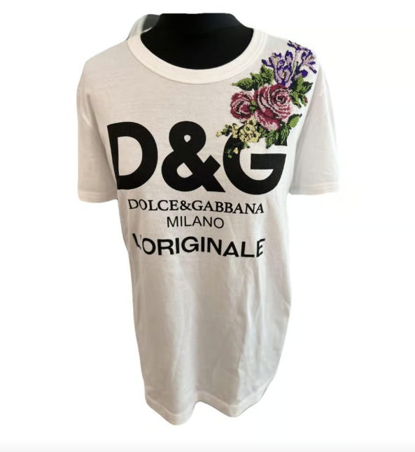 Dolce & Gabbana White Logo Floral T-shirt