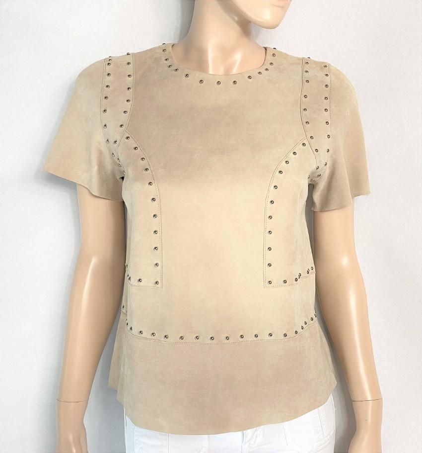 Yves Salomon Suede Studded T-Shirt