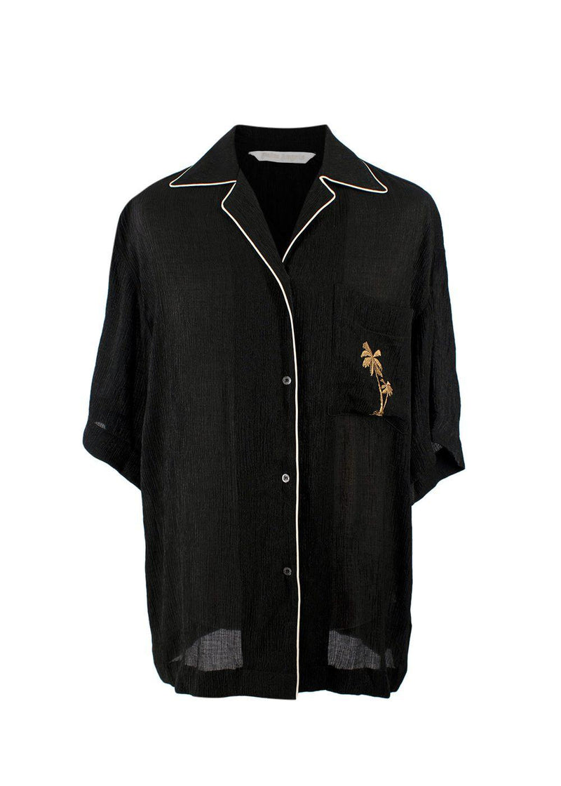 Palm Angels Black Soiree Logo Embroidered Bowling Shirt