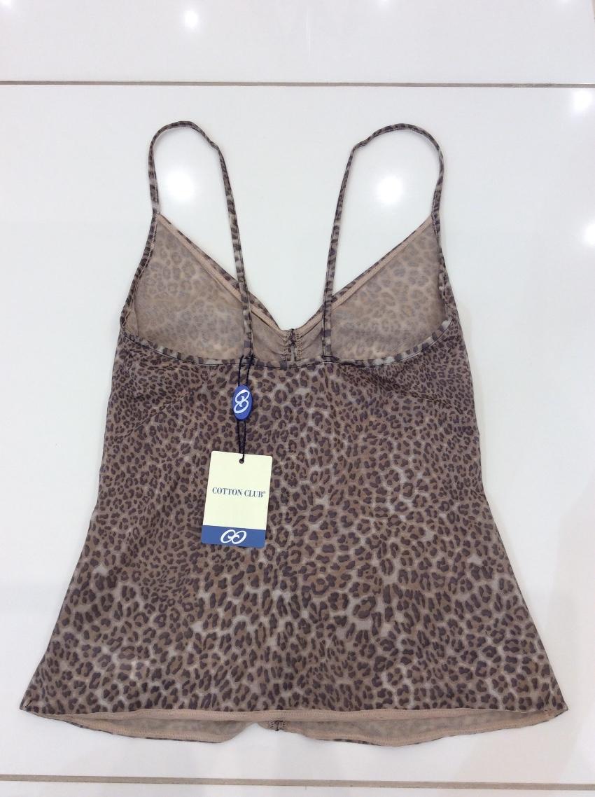 Cotton Club Couture Leopard Print Embroidered Camisole & Thong Set
