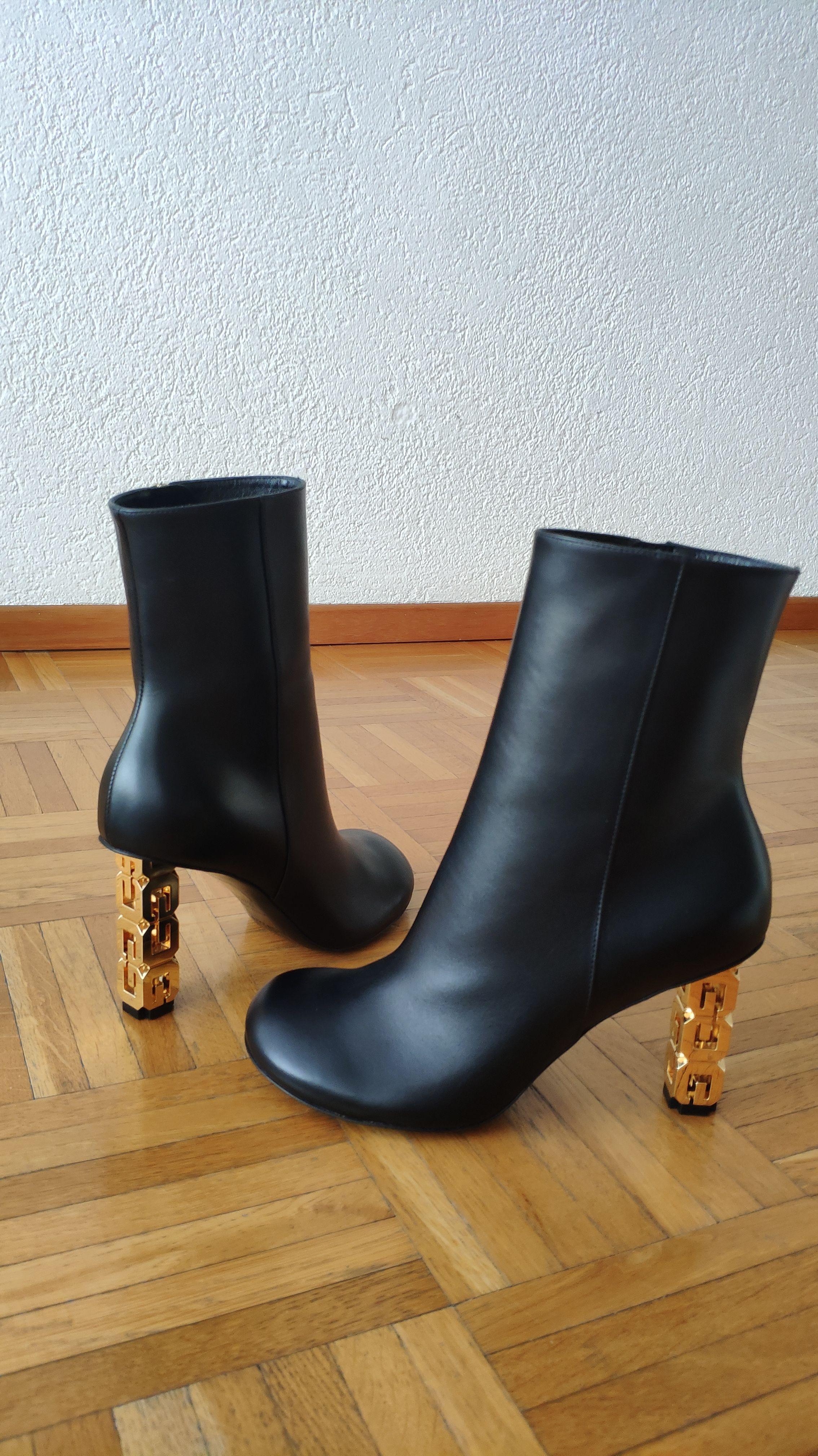 Givenchy Black Leather G Cube Ankle Boots