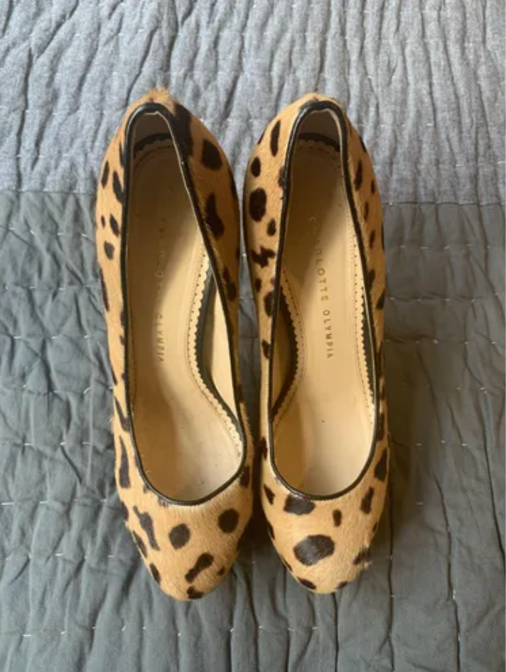 Leopard print pony hair Dolly platform heeled pumps