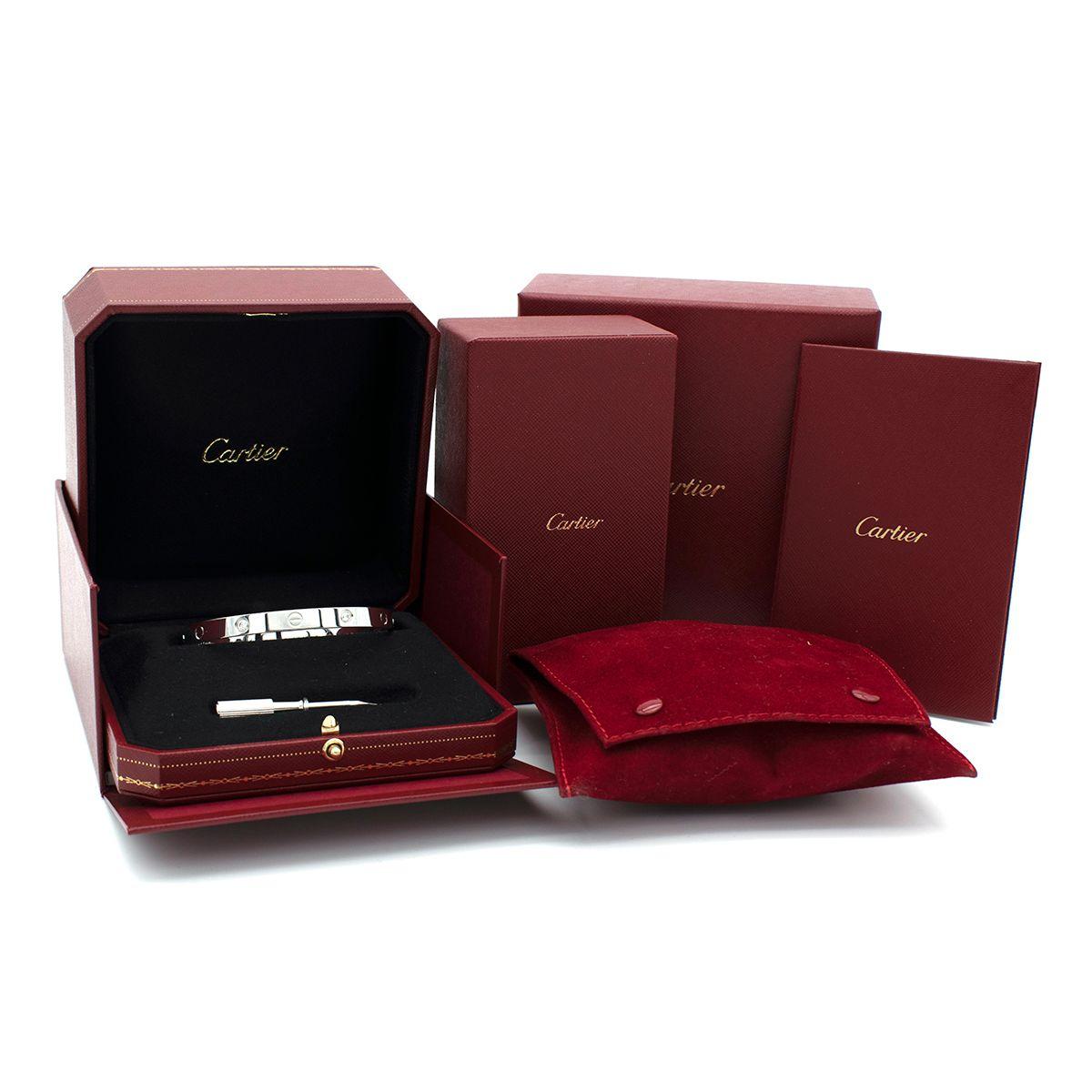 Cartier Medium White Gold and Diamond LOVE Bracelet with Box And Papers19
