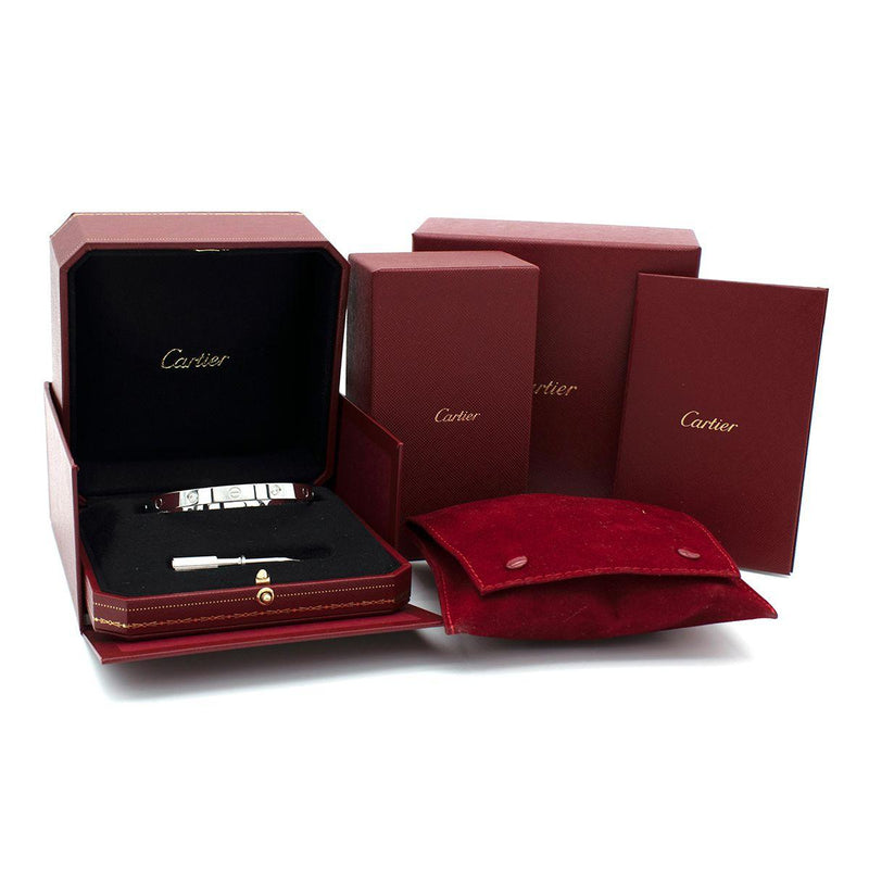 Cartier Medium White Gold and Diamond LOVE Bracelet with Box And Papers19