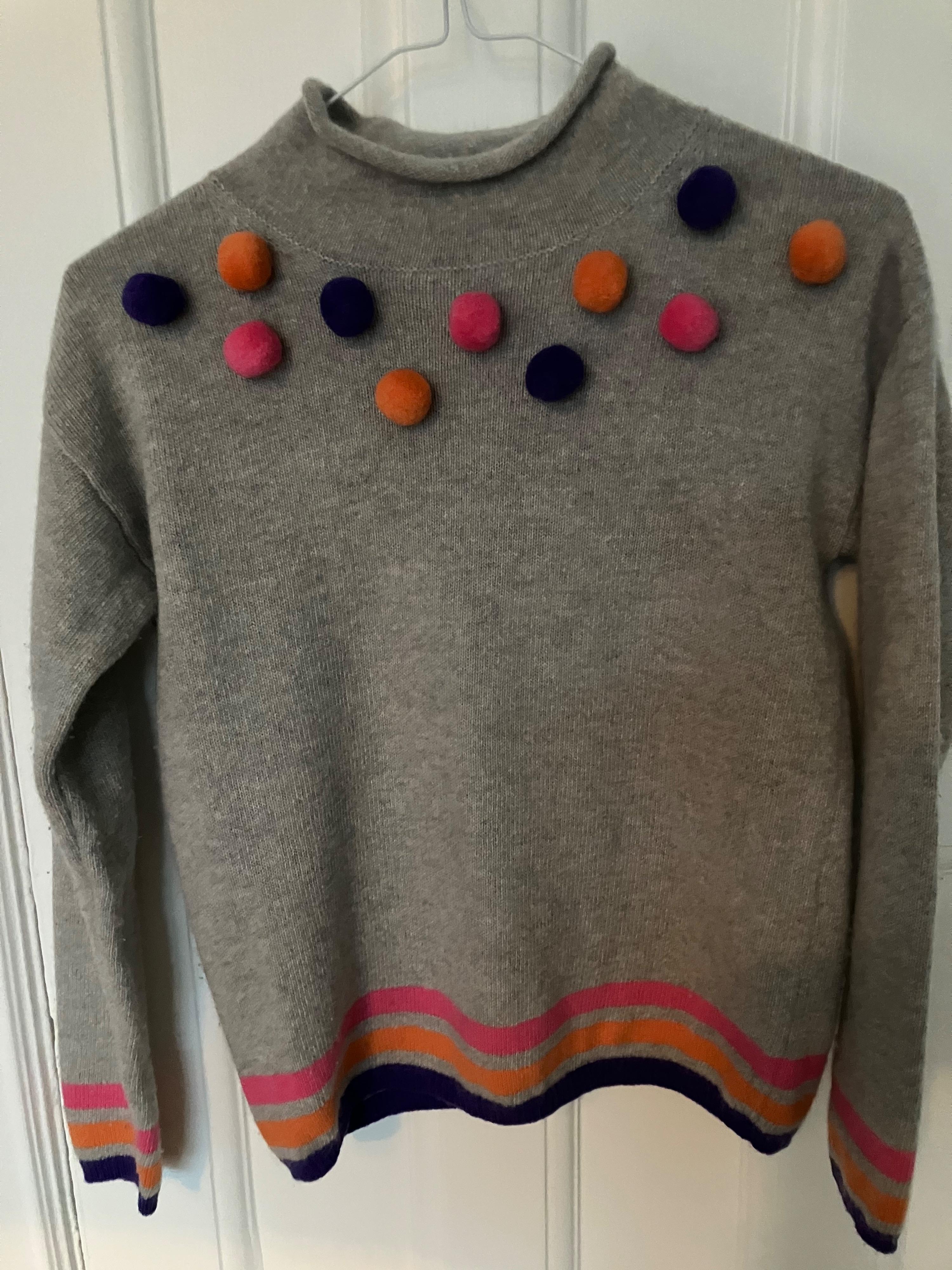 Il Gufo Kid's Grey Pom Pom Embellished Turtleneck Jumper