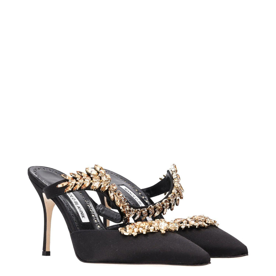 Manolo Blahnik Lurum 90MM Embellished Satin Mules