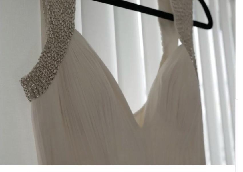 Catherine Deane White Tulle Pleated Wedding Gown