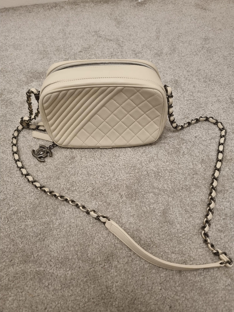 Chanel White Coco Boy Camera Bag