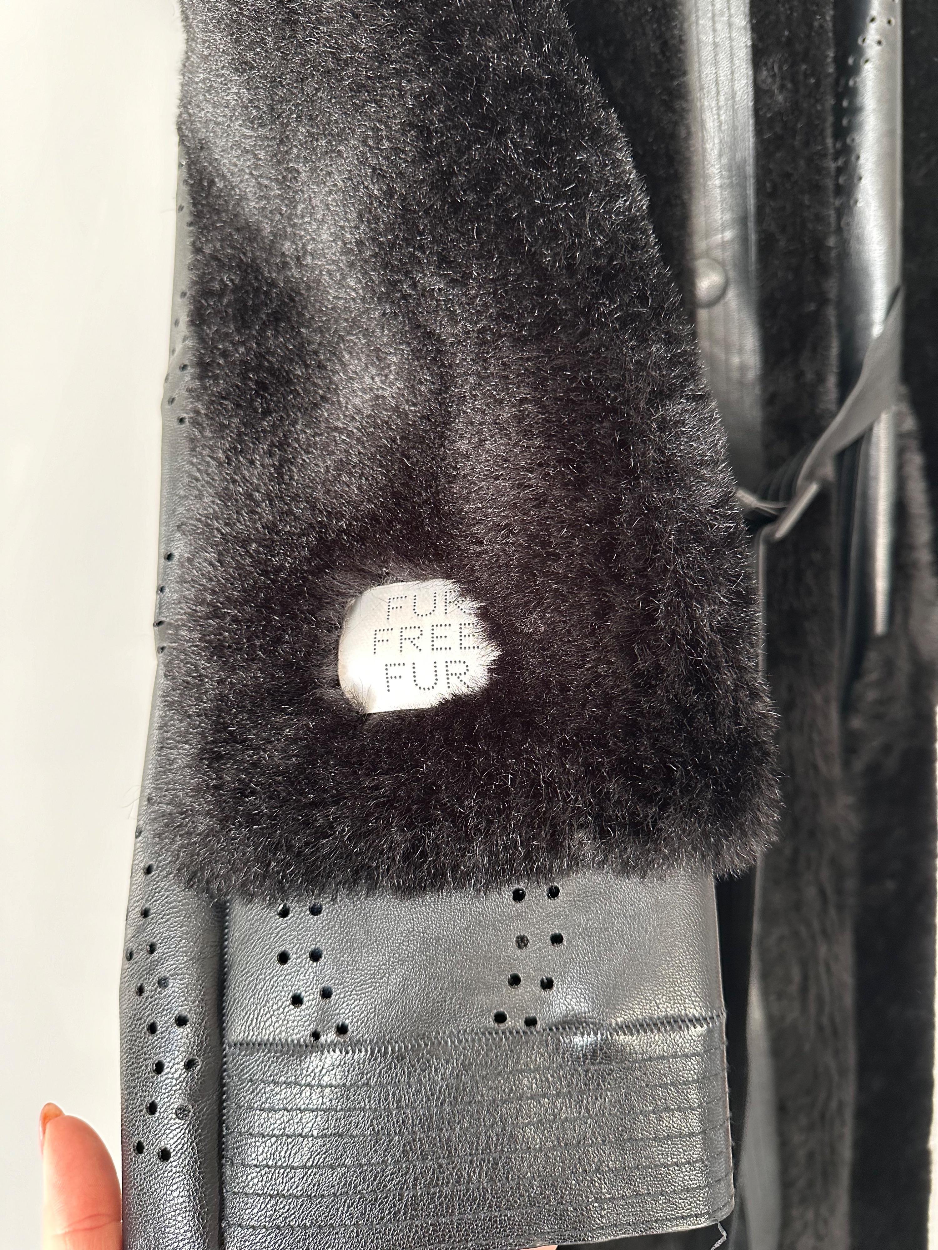 Stella McCartney Faux fur and Vegan Leather Longline Coat