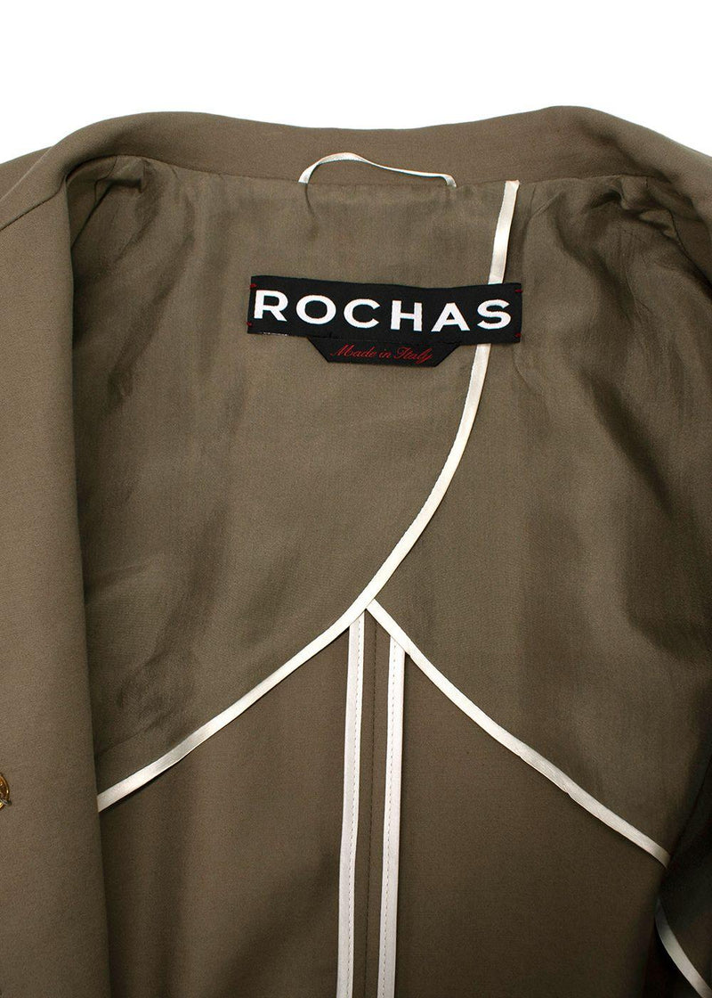 Rochas Khaki Belted Longline Trench Coat