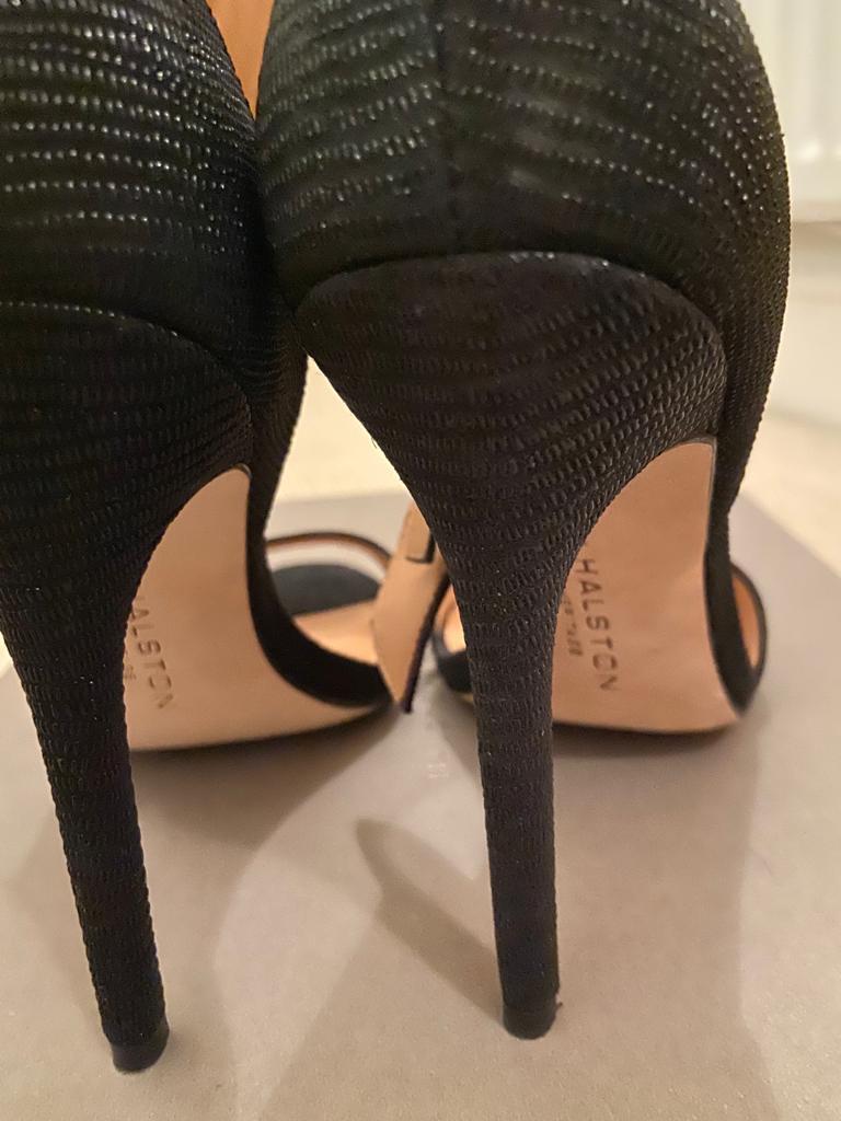 Halston Heritage Marley Embossed Black Sandals