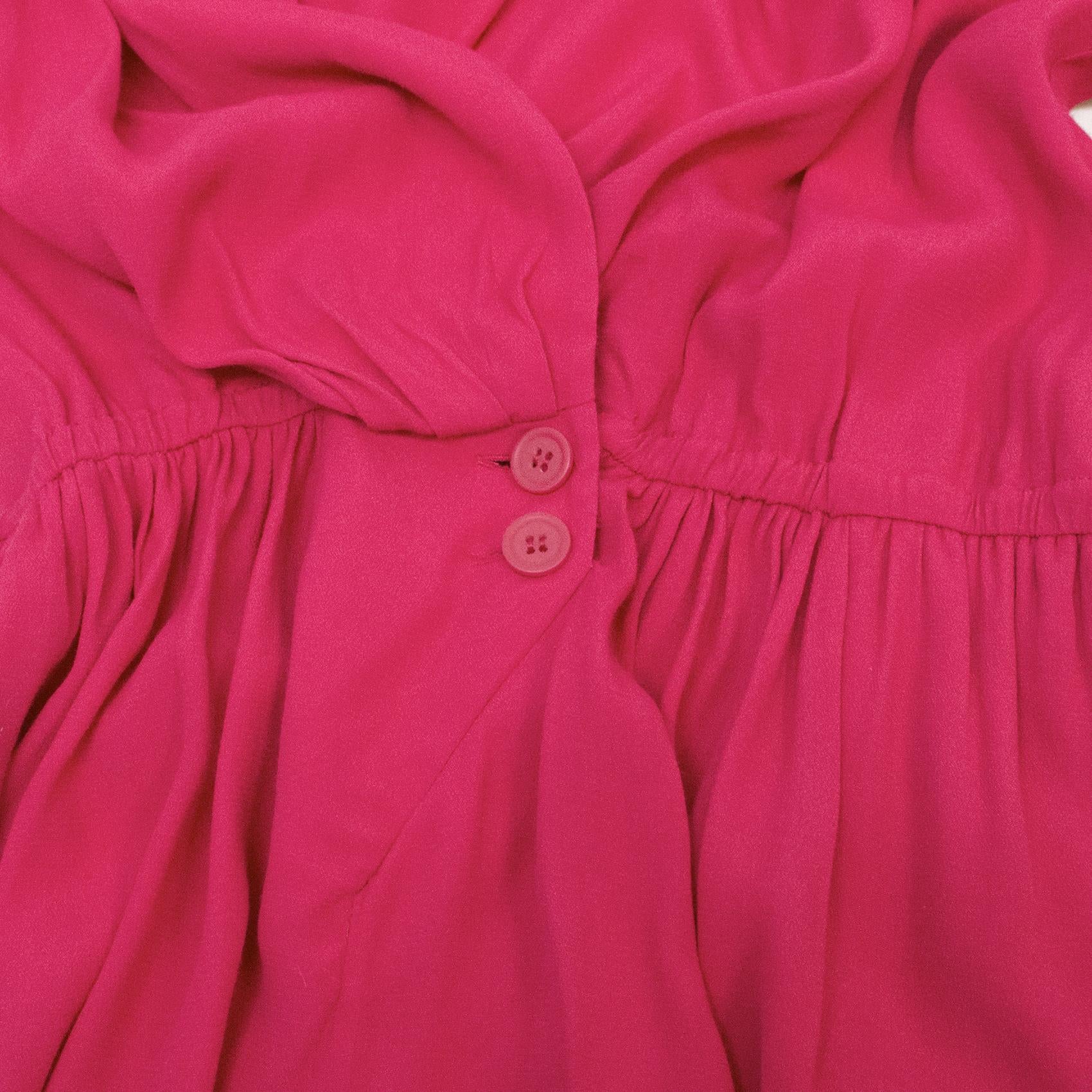 Iro Crossover Hot Pink Rayon Playsuit with Cropped Sleeves