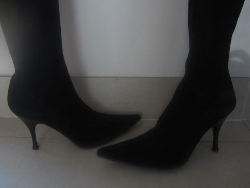 Sergio Rossi black suede over the knee boots