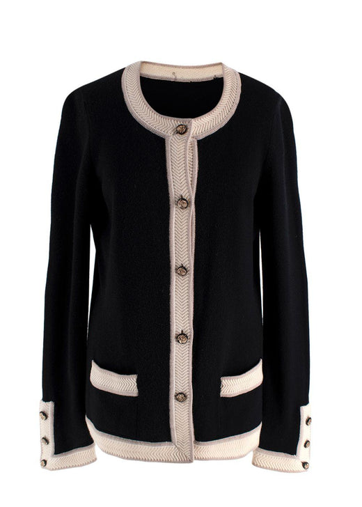 Chanel Black and Ivory Cashmere Cardigan