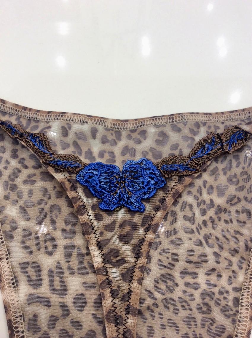 Cotton Club Couture Leopard Print Embroidered Camisole & Thong Set