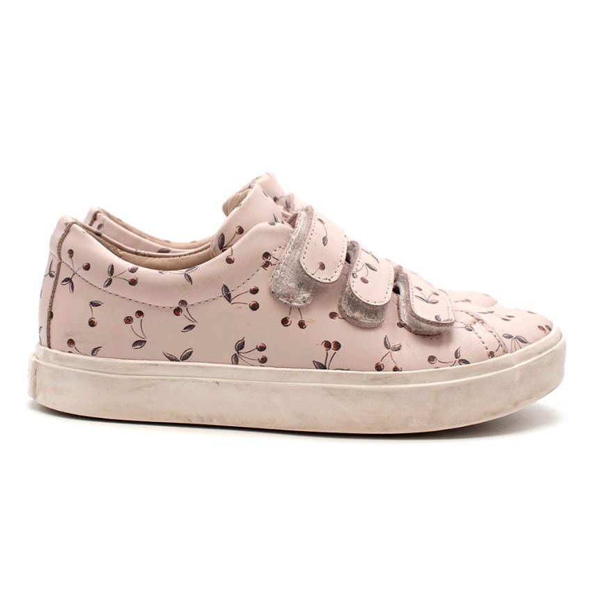 Bonpoint Leather Baby Pink Cherry Motif Low-Top Sneakers