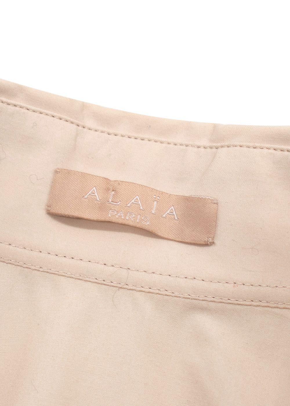 Alaia Beige Poplin Drawstring Waist Sleeveless Shirt