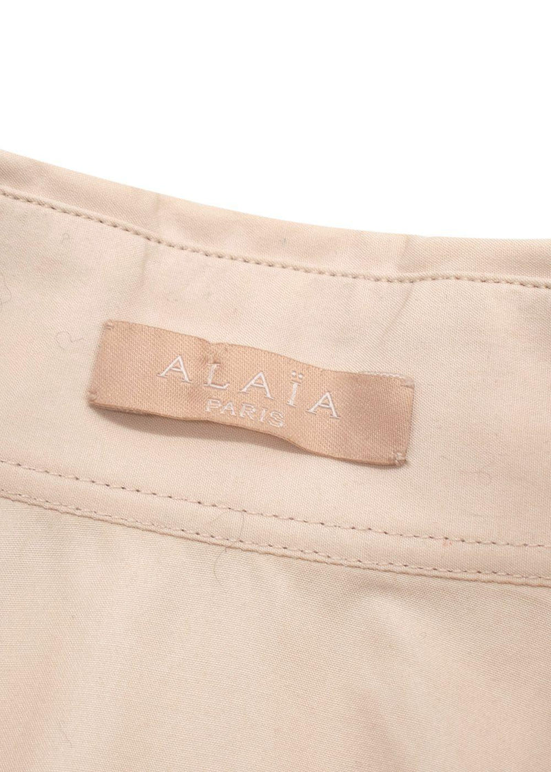 Alaia Beige Poplin Drawstring Waist Sleeveless Shirt