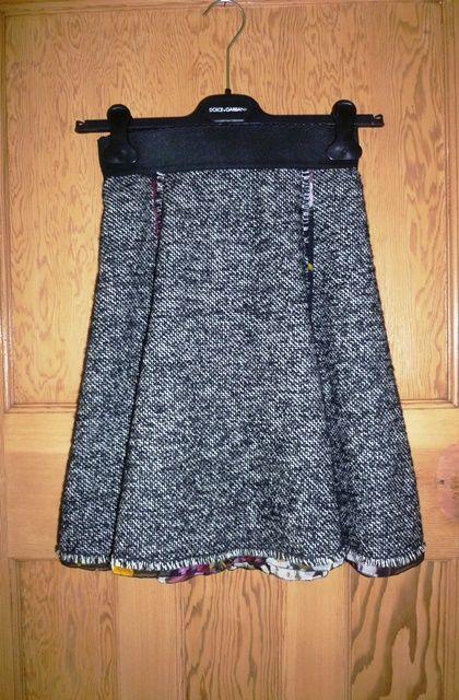 Floral Trimmed Tweed Skirt
