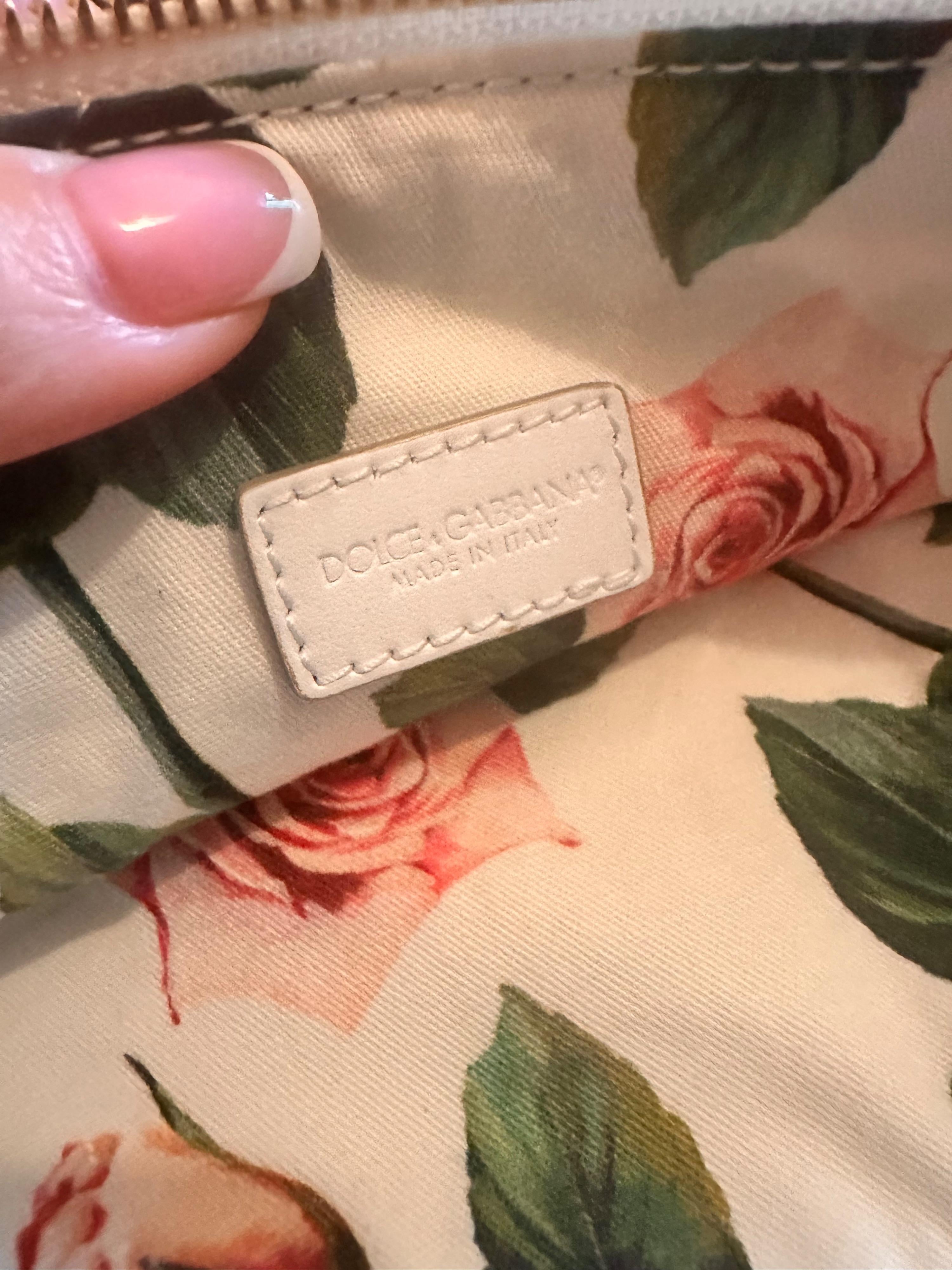 Dolce & Gabbana White Tropical Rose Pouch