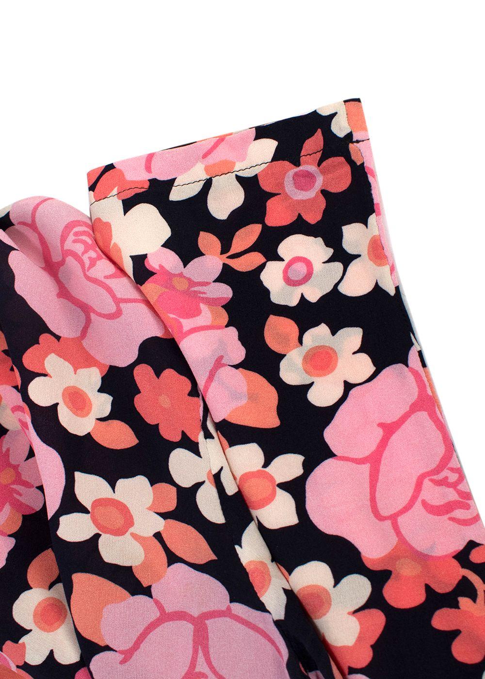 Prada Pink Floral High Neck Silk Blouse