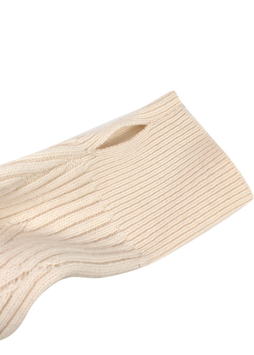 Helmut Lang Ivory Distressed V-Neck Wool Sweater
