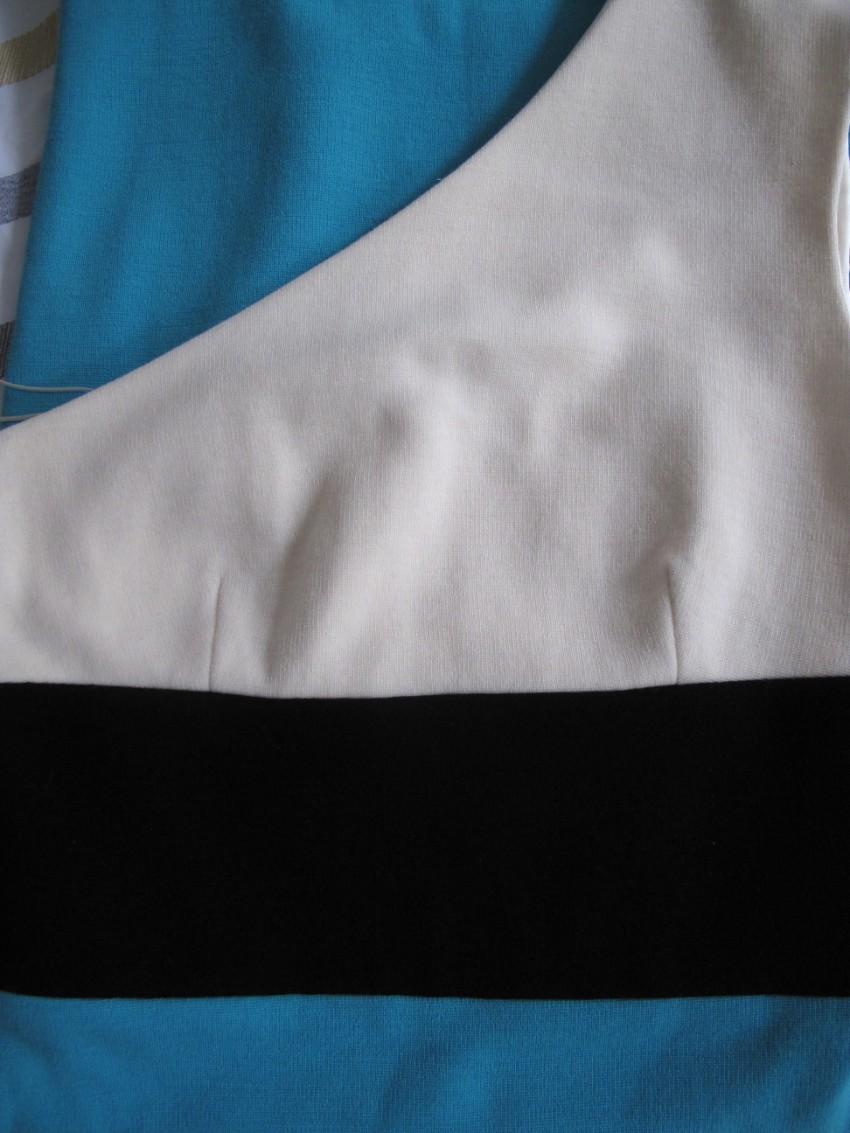 Fausto Puglisi Wool & Silk Blend Colour Block One Shoulder Dress