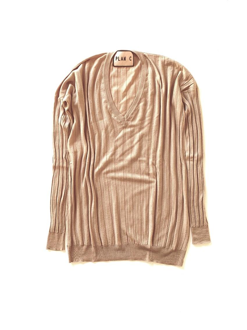 Plan C Nude Merino Wool Ribbed Cricket Jumper