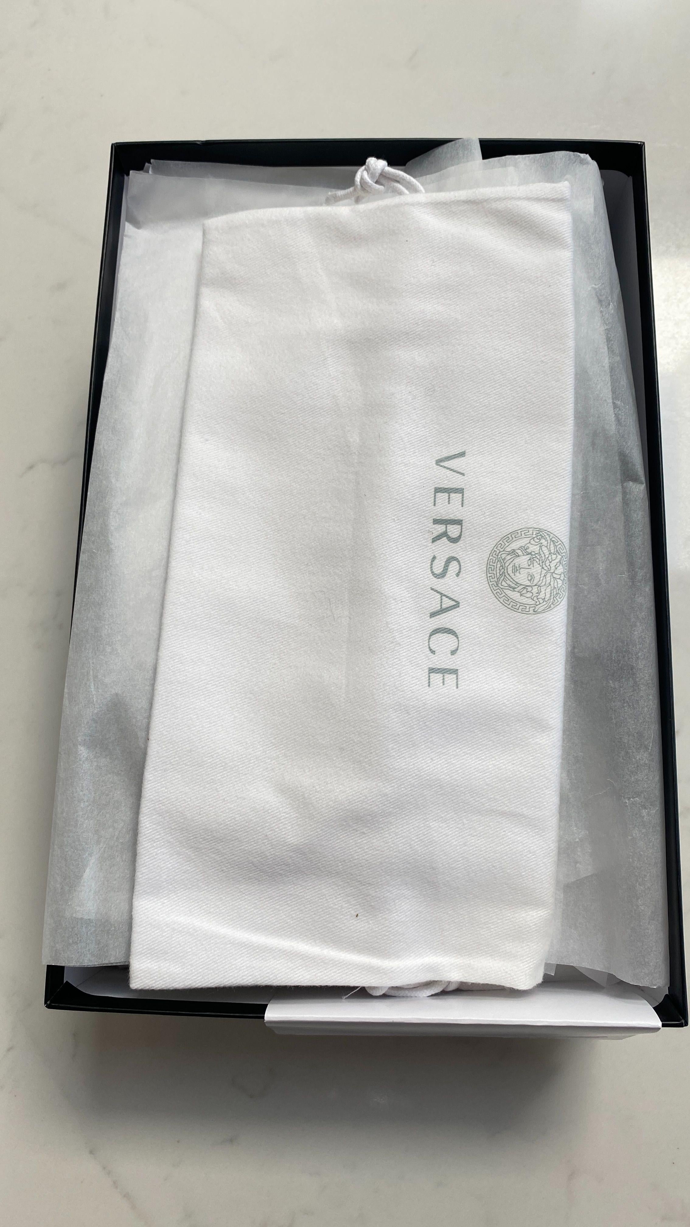 Versace Black Faux Fur Medusa Slides