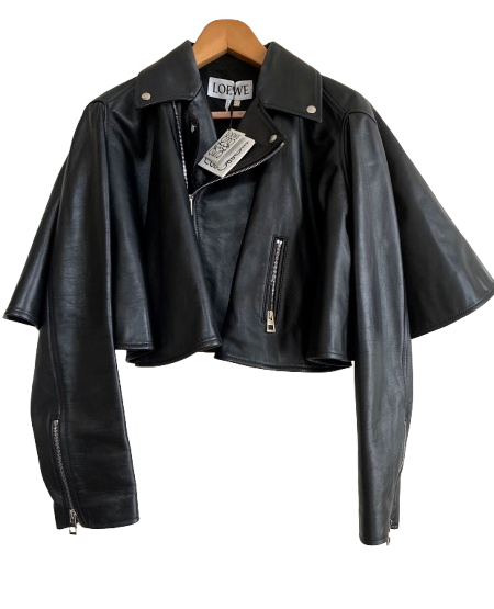 Black Trapeze Leather Biker Jacket