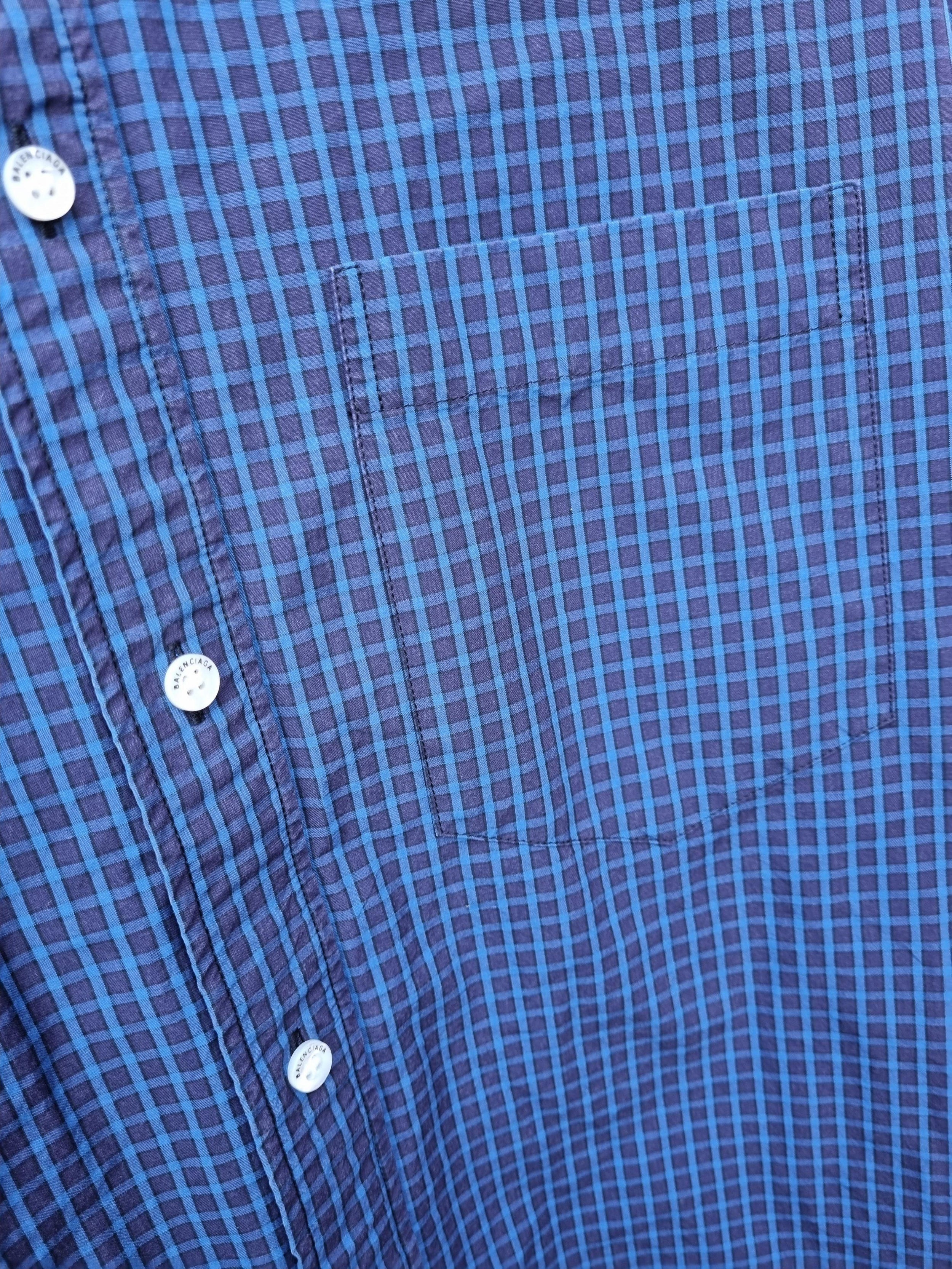 Blue windowpane check cotton oversize shirt