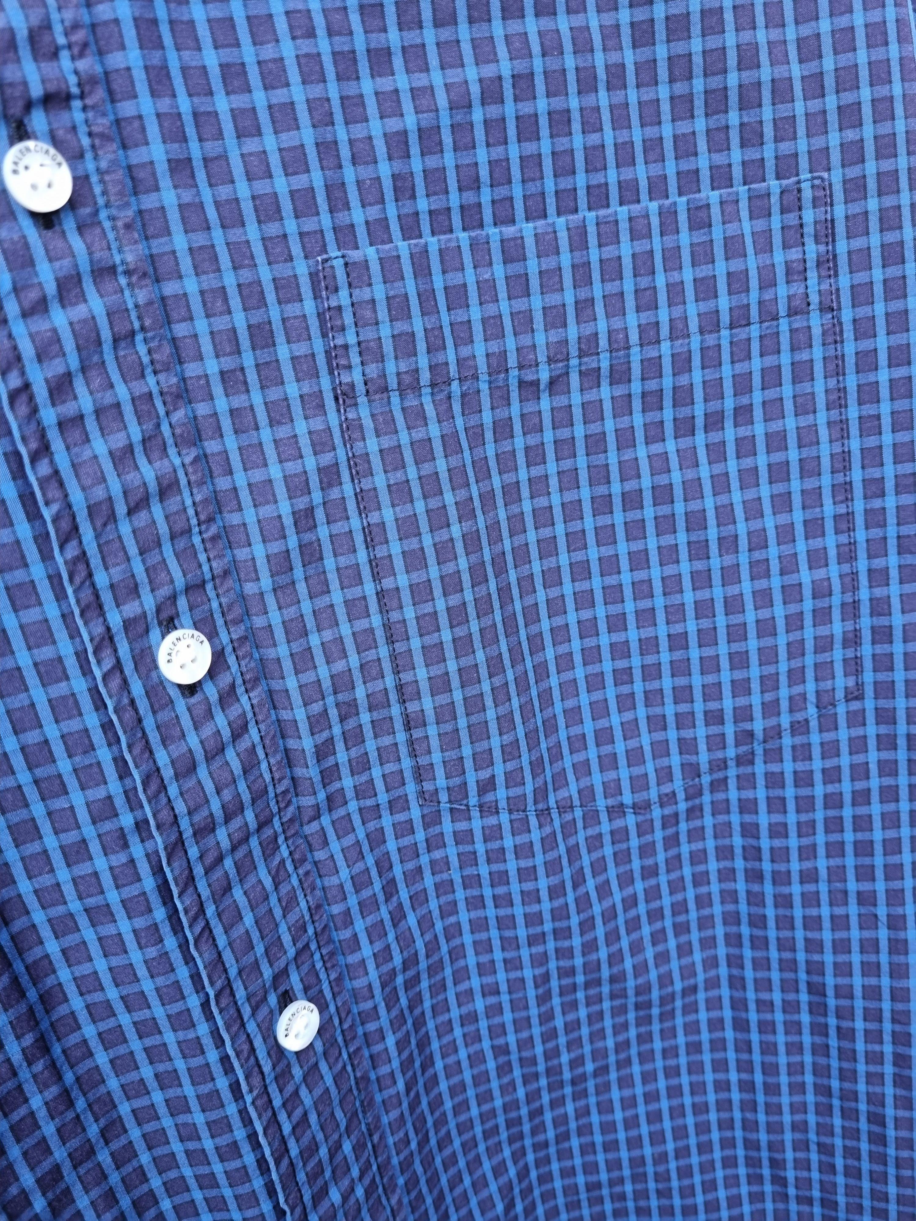 Blue windowpane check cotton oversize shirt