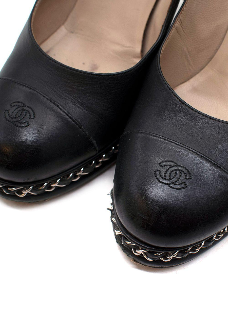 Black Chain Trimmed CC Pumps