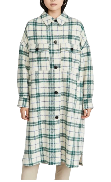 Isabel Marant Etoile Green Tartan Fontia Coat