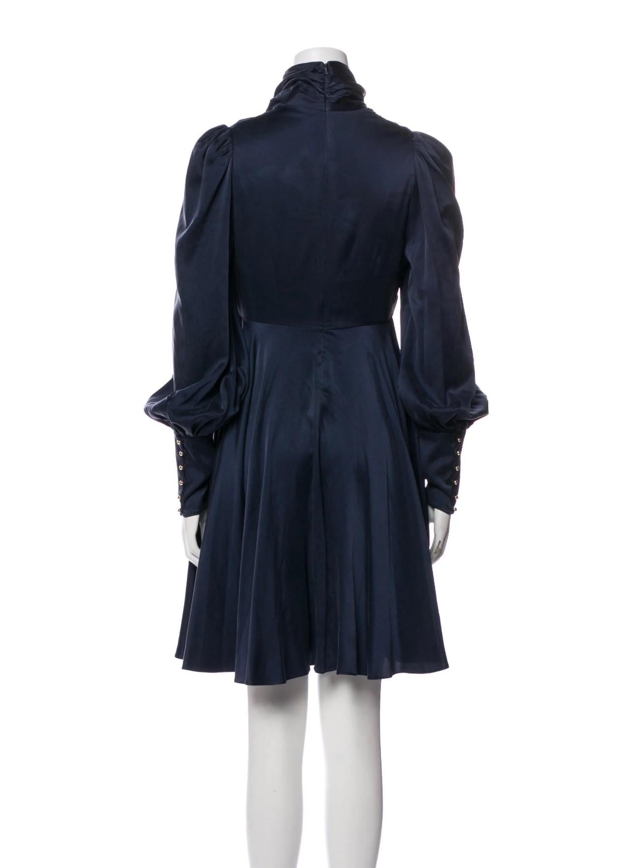 French Navy Silk Scarf Swing Dress