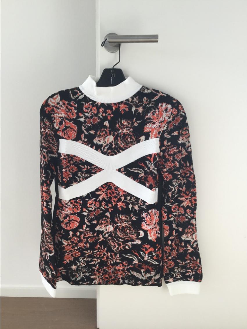 JW Anderson Black Multicolor Floral Mock Neck Sweater