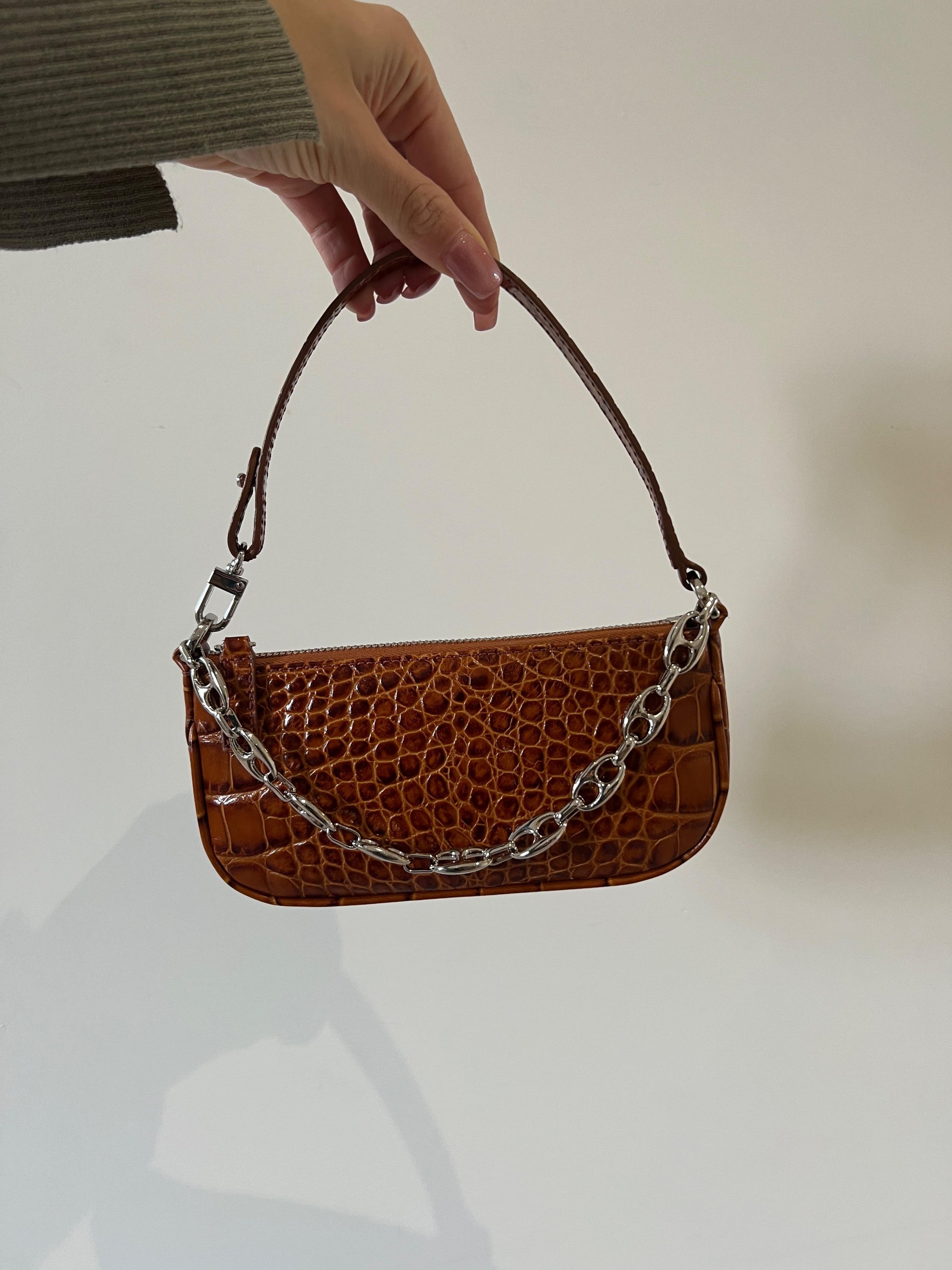 ByFar Croc Embossed Mini Rachel Bag