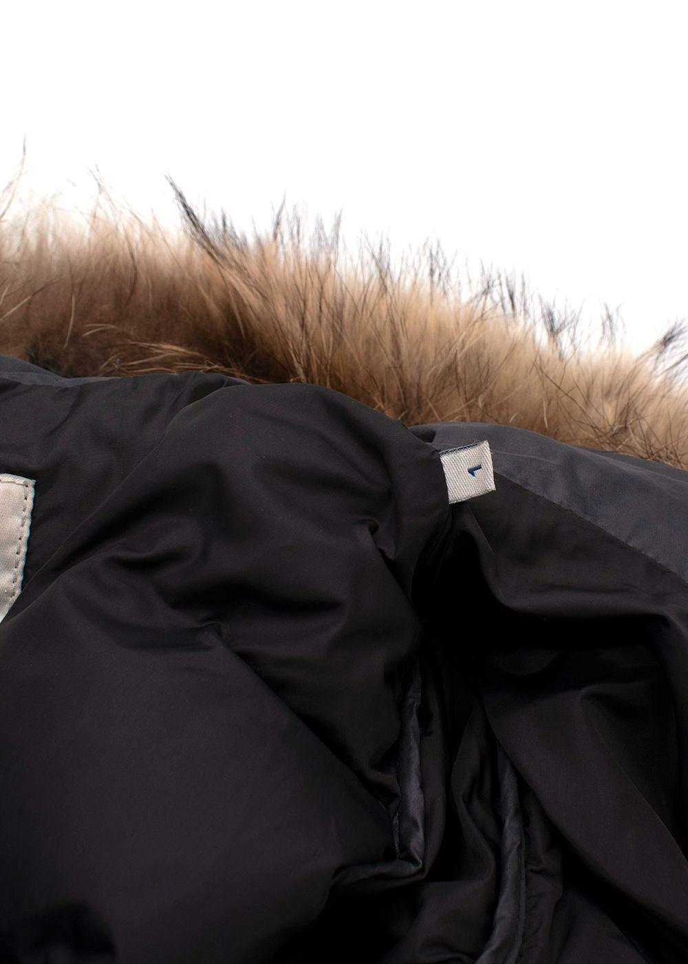 Moncler Grey Longline Nantes Puffer with Racoon Fur Hood