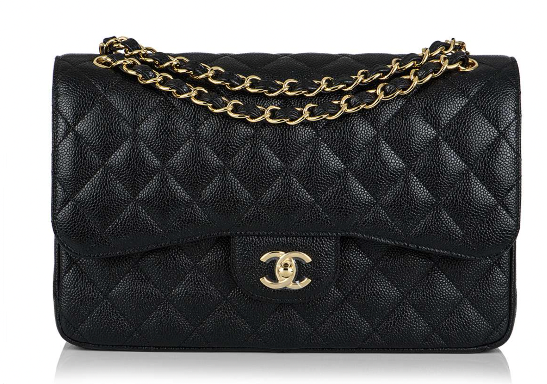 Black Caviar Quilted Jumbo Double Flap