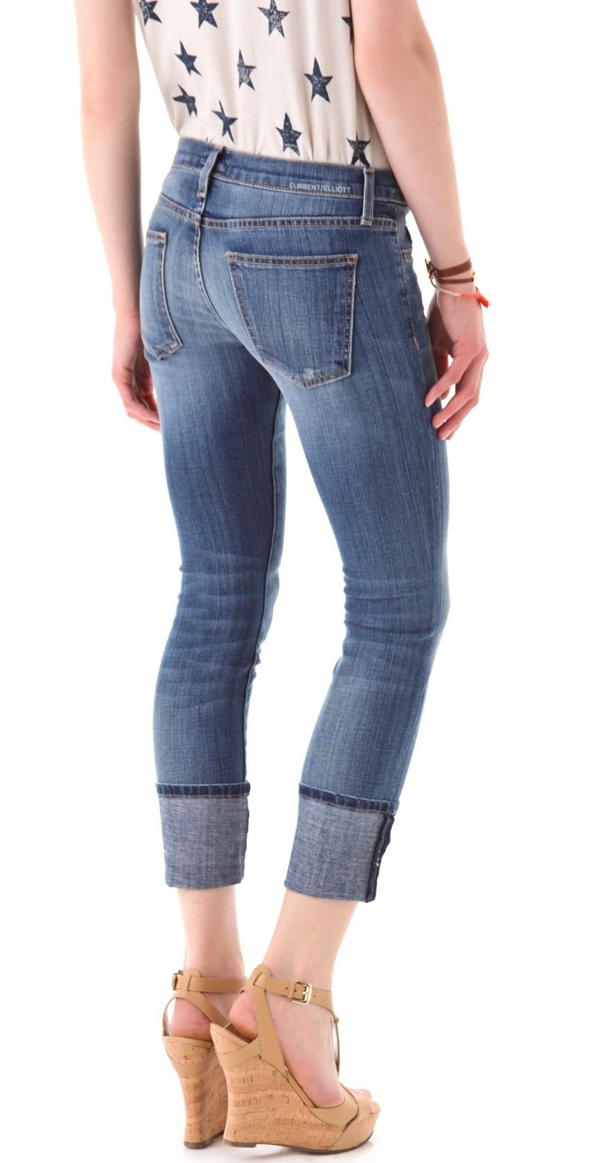 Current/Elliott Cuffed Distressed Jeans