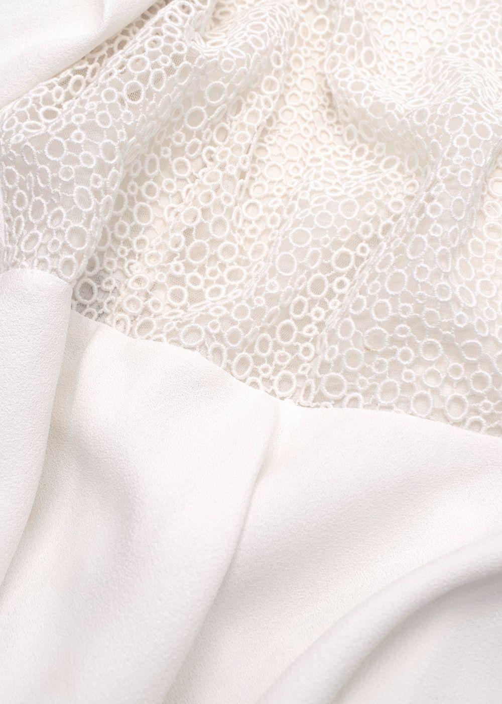 Giambattista Valli Lace Top White Crepe Mini Dress