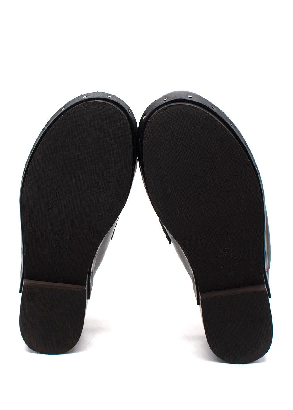 Brunello Cucinelli Black Bead-Embellished Leather Clogs